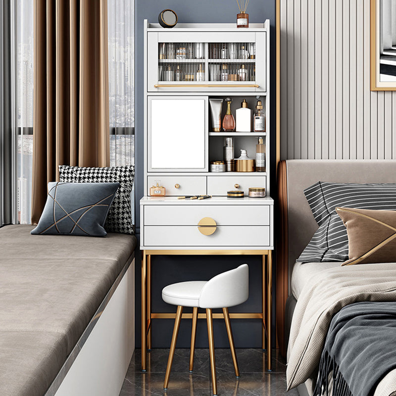 Contemporary 4 Drawer Makeup Vanity Set Wood Vanity Makeup Table Set