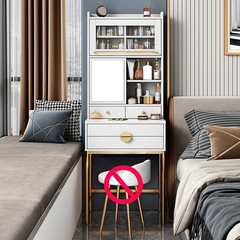 Contemporary 4 Drawer Makeup Vanity Set Wood Vanity Makeup Table Set