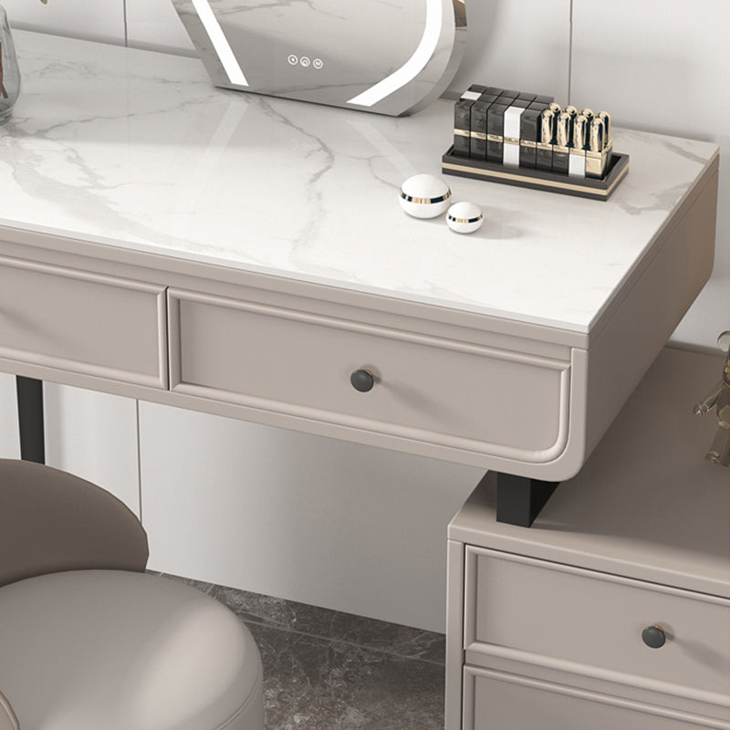 2/4-Drawers Solid Wood Dressing Table Stone Top Bedroom Make-up Vanity