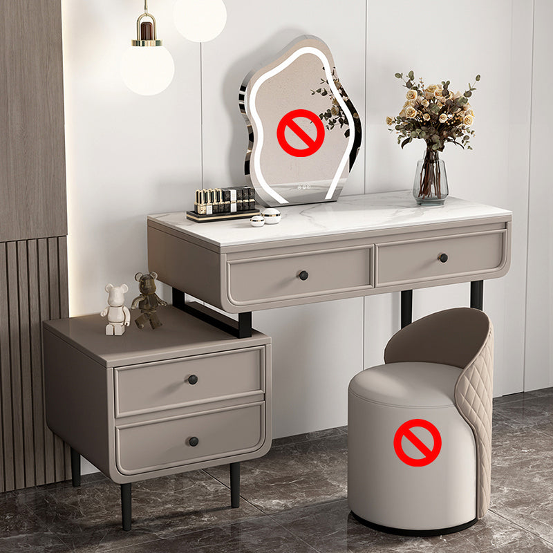 2/4-Drawers Solid Wood Dressing Table Stone Top Bedroom Make-up Vanity