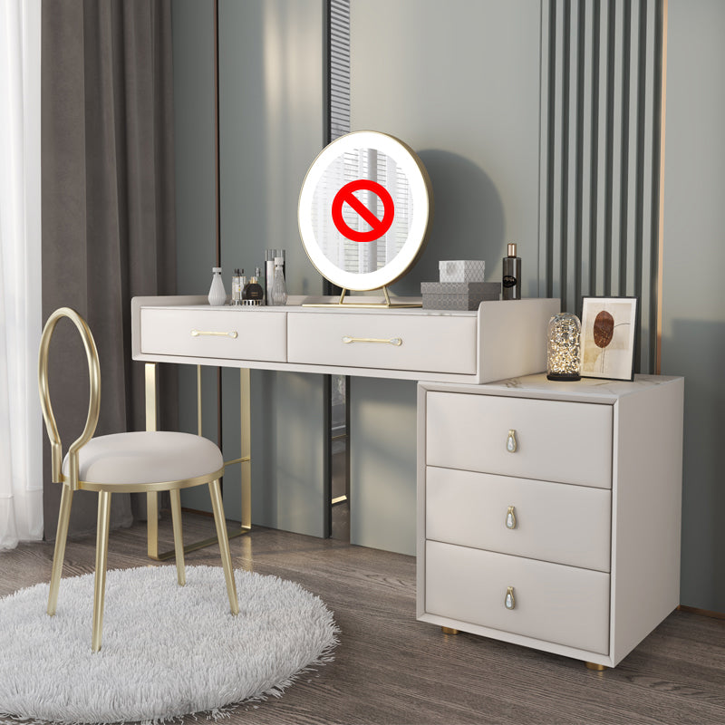 Contemporary Pine Makeup Vanity Desk 5-Drawers Vanity Makeup Table Set