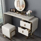 Glam Makeup Vanity Table Faux Leather Wood Dresser With Storage Drawers for Bedroom