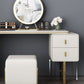 Glam Makeup Vanity Table Faux Leather Wood Dresser With Storage Drawers for Bedroom