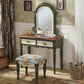 Table de vanité de maquillage victorien avec tabouret et commode miroir avec tiroirs de rangement