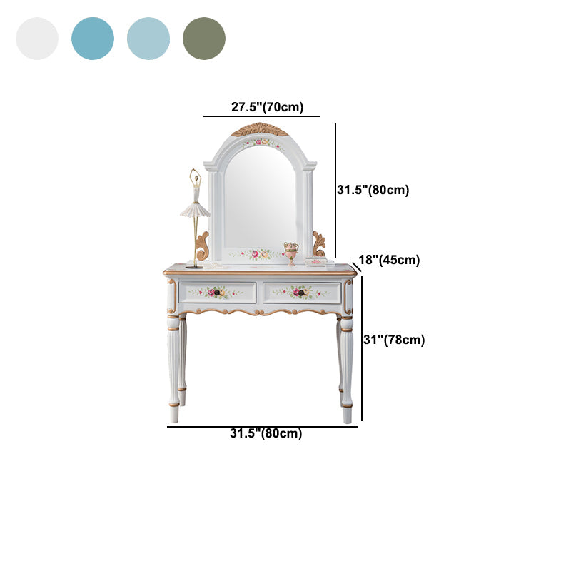 Table de vanité de maquillage victorien avec tabouret et commode miroir avec tiroirs de rangement