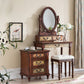 Table de vanité de maquillage victorien avec commode de tabouret avec tiroirs de rangement pour chambre à coucher