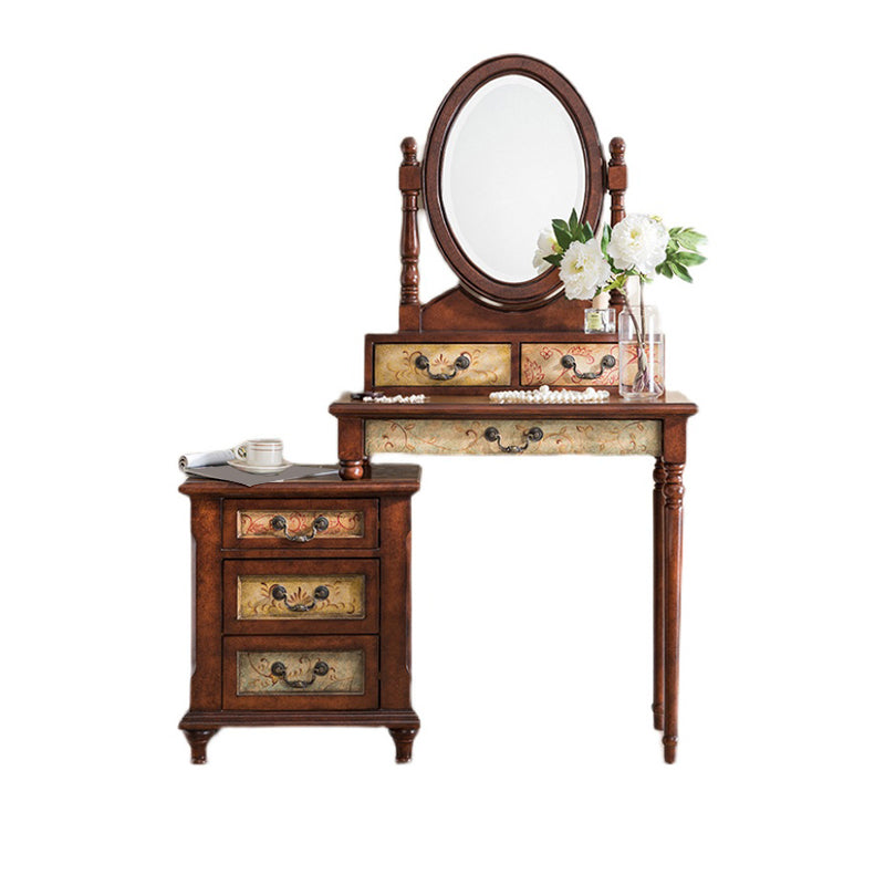 Table de vanité de maquillage victorien avec commode de tabouret avec tiroirs de rangement pour chambre à coucher