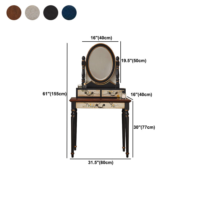 Table de vanité de maquillage victorien avec commode de tabouret avec tiroirs de rangement pour chambre à coucher