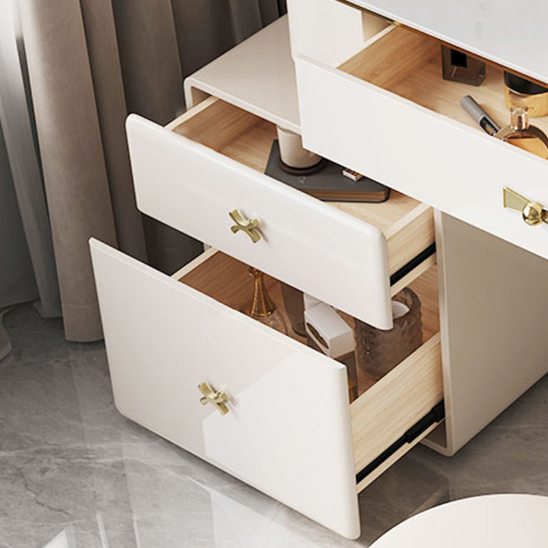 Glam Cream Makeup Vanity Table Dresser With Storage Drawers for Bedroom
