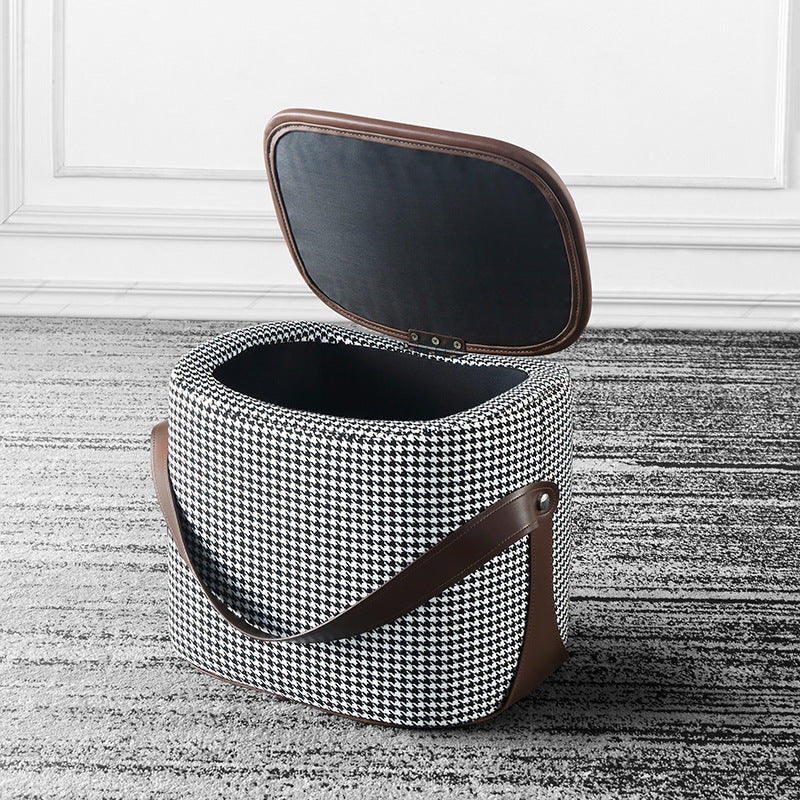 Modern PU Leather Sherpa Pouf Contrast Color especializado para desvanecer el reposapiés otomano resistente