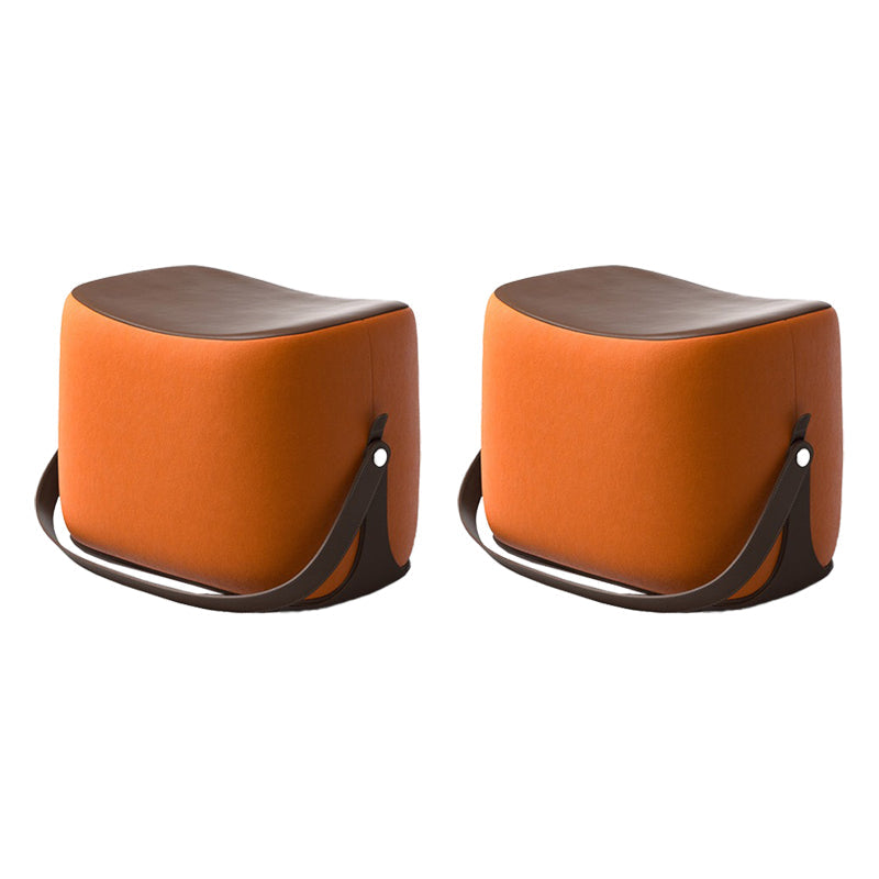 Modern PU Leather Sherpa Pouf Contrast Color Specialty Fade Resistant Ottoman Footrest