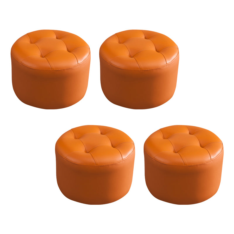 Simplicidad Pure Color Otomano Otomano Faux Faux Cuero Round Pouf Otoman