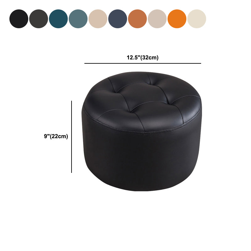 Simplicidad Pure Color Otomano Otomano Faux Faux Cuero Round Pouf Otoman