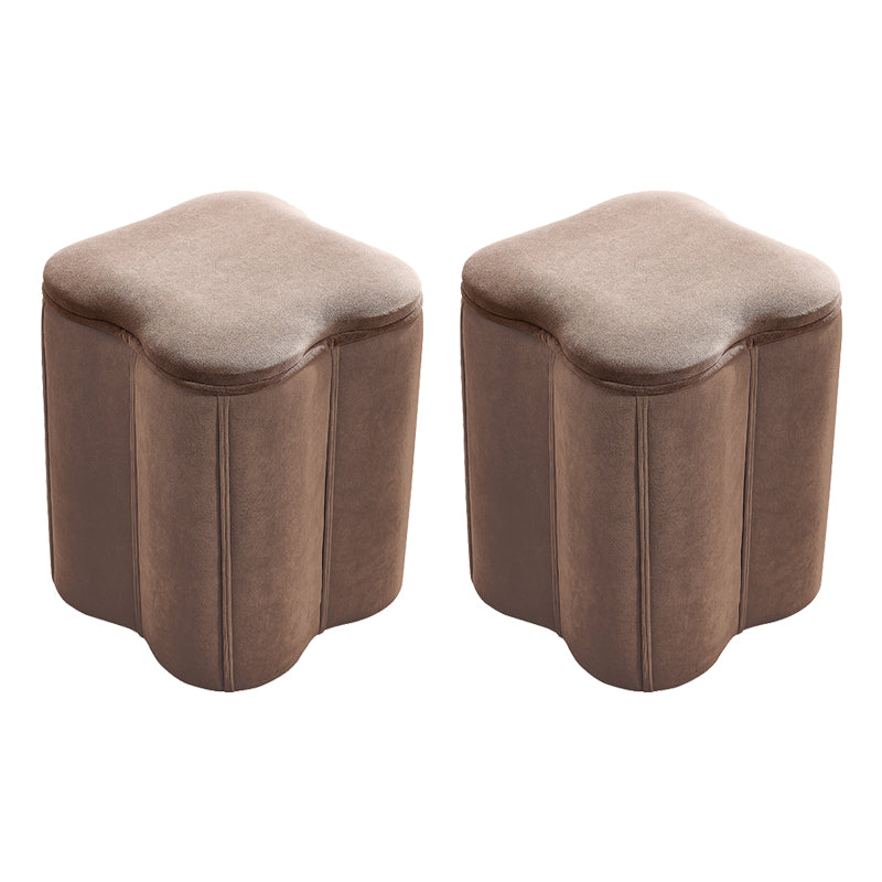 Contemporary Specialty Pouf Ottoman Plain Velvet Stain Resistant Boucle Ottoman Brown 2 Piece Set Clearhalo 'furn' 'furn_ottomans_poufs' 'Furniture' 'Living Room Furniture' 'Ottomans & Poufs' 'ottomans_poufs' 5516860