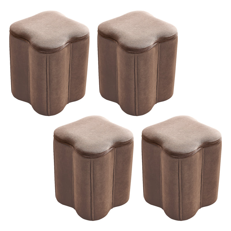 Contemporary Specialty Pouf Ottoman Plain Velvet Stain Resistant Boucle Ottoman Brown 4 Piece Set Clearhalo 'furn' 'furn_ottomans_poufs' 'Furniture' 'Living Room Furniture' 'Ottomans & Poufs' 'ottomans_poufs' 5516863