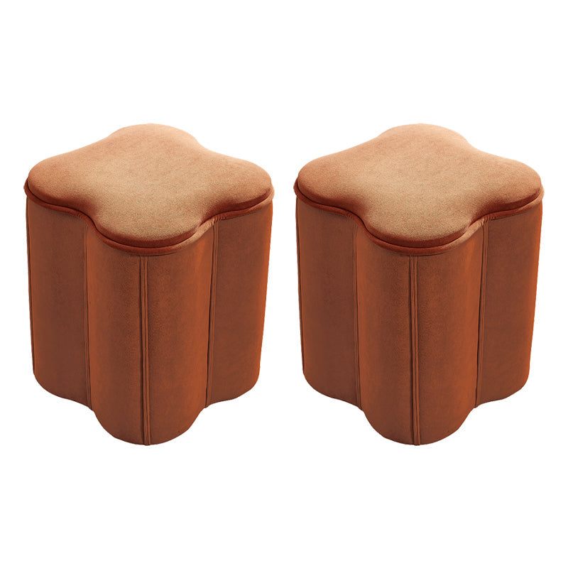 Contemporary Specialty Pouf Ottoman Plain Velvet Stain Resistant Boucle Ottoman Orange 2 Piece Set Clearhalo 'furn' 'furn_ottomans_poufs' 'Furniture' 'Living Room Furniture' 'Ottomans & Poufs' 'ottomans_poufs' 5516866