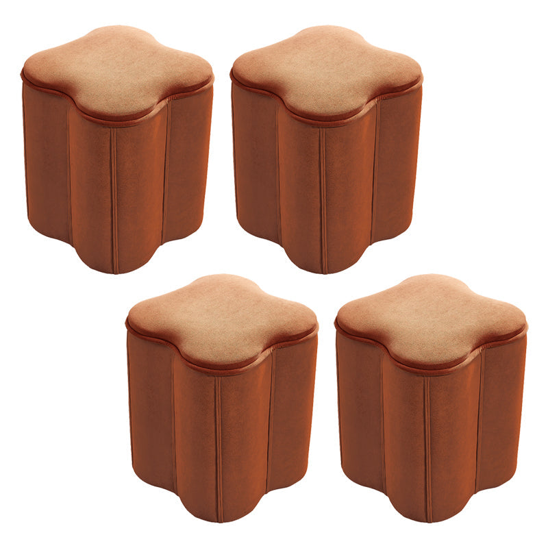Contemporary Specialty Pouf Ottoman Plain Velvet Stain Resistant Boucle Ottoman Orange 4 Piece Set Clearhalo 'furn' 'furn_ottomans_poufs' 'Furniture' 'Living Room Furniture' 'Ottomans & Poufs' 'ottomans_poufs' 5516869