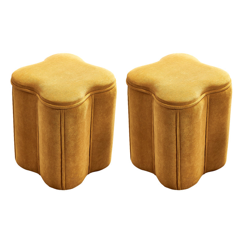 Contemporary Specialty Pouf Ottoman Plain Velvet Stain Resistant Boucle Ottoman Yellow 2 Piece Set Clearhalo 'furn' 'furn_ottomans_poufs' 'Furniture' 'Living Room Furniture' 'Ottomans & Poufs' 'ottomans_poufs' 5516876