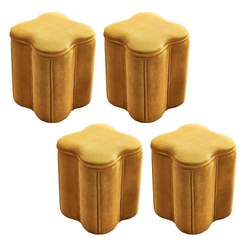 Contemporary Specialty Pouf Ottoman Plain Velvet Stain Resistant Boucle Ottoman Yellow 4 Piece Set Clearhalo 'furn' 'furn_ottomans_poufs' 'Furniture' 'Living Room Furniture' 'Ottomans & Poufs' 'ottomans_poufs' 5516877