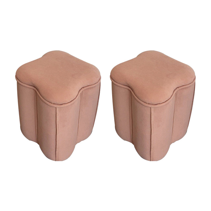 Contemporary Specialty Pouf Ottoman Plain Velvet Stain Resistant Boucle Ottoman Pink 2 Piece Set Clearhalo 'furn' 'furn_ottomans_poufs' 'Furniture' 'Living Room Furniture' 'Ottomans & Poufs' 'ottomans_poufs' 5516879