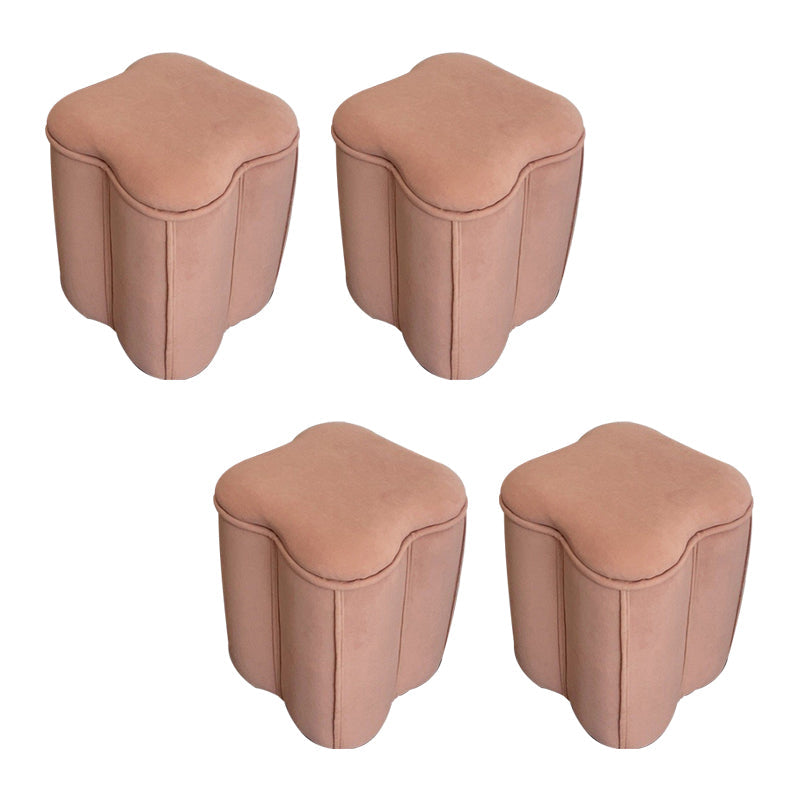 Contemporary Specialty Pouf Ottoman Plain Velvet Stain Resistant Boucle Ottoman Pink 4 Piece Set Clearhalo 'furn' 'furn_ottomans_poufs' 'Furniture' 'Living Room Furniture' 'Ottomans & Poufs' 'ottomans_poufs' 5516880