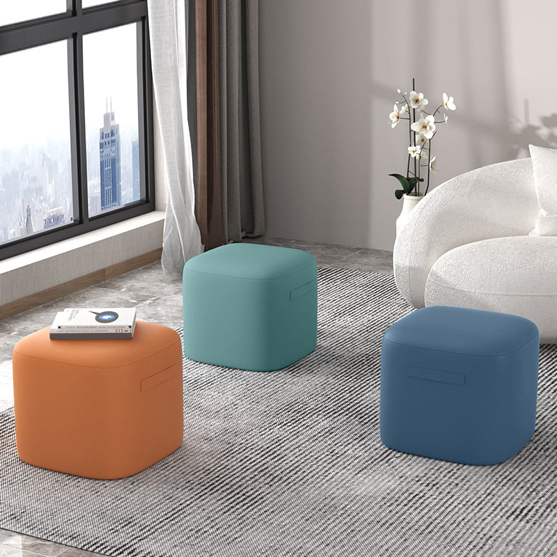 Trendy Square Leather Ottoman Plain Waterproof Indoor Foot Cube Ottoman Stool Clearhalo 'furn' 'furn_ottomans_poufs' 'Furniture' 'Living Room Furniture' 'Ottomans & Poufs' 'ottomans_poufs' 5516883