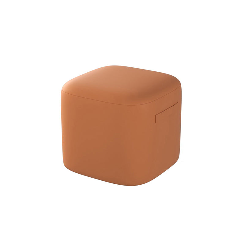 Trendy Square Leather Ottoman Plain Waterproof Indoor Foot Cube Ottoman Stool Orange 1 Piece Clearhalo 'furn' 'furn_ottomans_poufs' 'Furniture' 'Living Room Furniture' 'Ottomans & Poufs' 'ottomans_poufs' 5516890