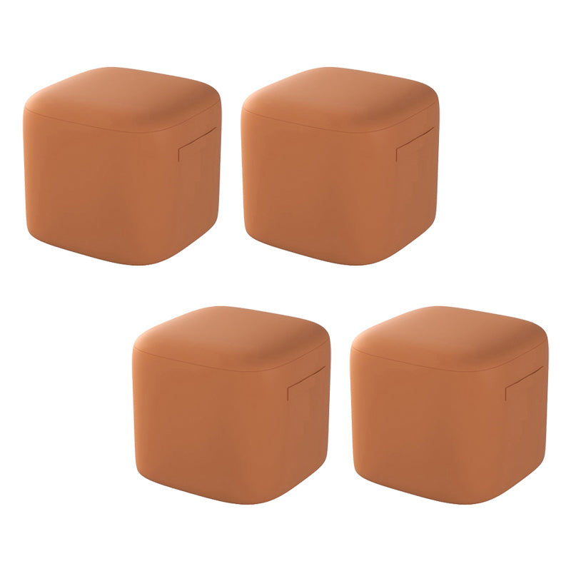 Trendy Square Leather Ottoman Plain Waterproof Indoor Foot Cube Ottoman Stool Orange 4 Piece Set Clearhalo 'furn' 'furn_ottomans_poufs' 'Furniture' 'Living Room Furniture' 'Ottomans & Poufs' 'ottomans_poufs' 5516894