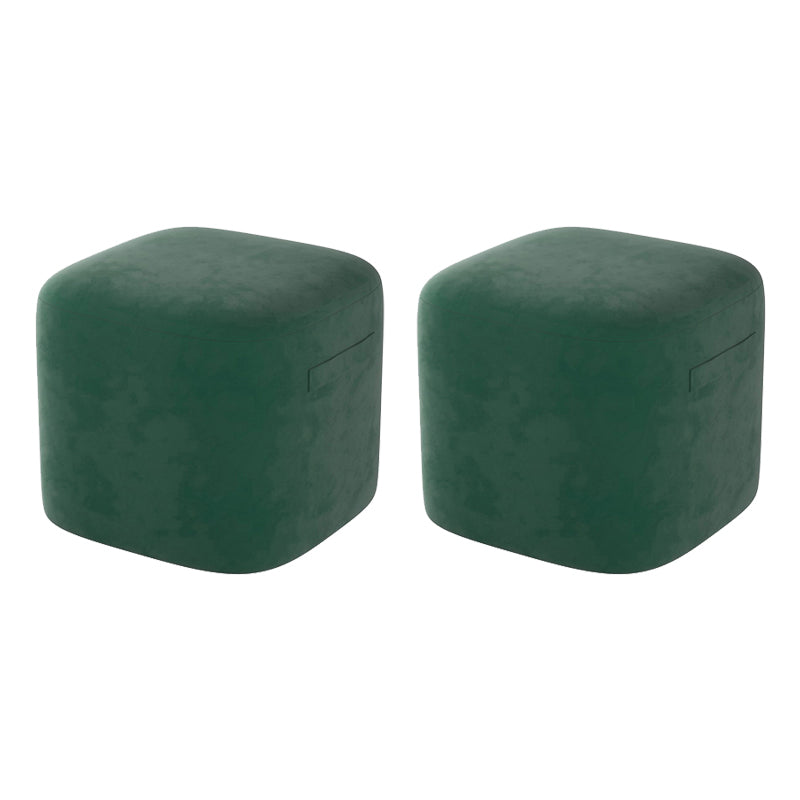Trendy Square Leather Ottoman Plain Waterproof Indoor Foot Cube Ottoman Stool Dark Green 2 Piece Set Clearhalo 'furn' 'furn_ottomans_poufs' 'Furniture' 'Living Room Furniture' 'Ottomans & Poufs' 'ottomans_poufs' 5516898