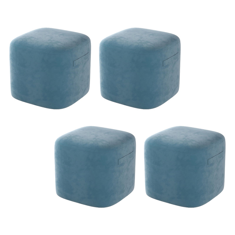 Trendy Square Leather Ottoman Plain Waterproof Indoor Foot Cube Ottoman Stool Dark Blue 4 Piece Set Clearhalo 'furn' 'furn_ottomans_poufs' 'Furniture' 'Living Room Furniture' 'Ottomans & Poufs' 'ottomans_poufs' 5516904