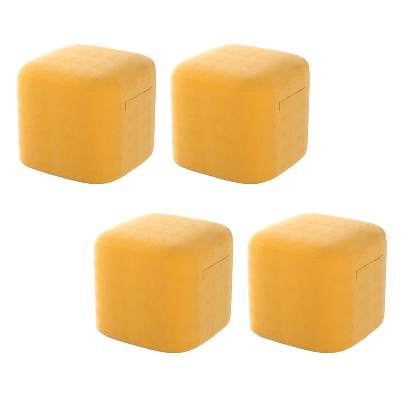 Trendy Square Leather Ottoman Plain Waterproof Indoor Foot Cube Ottoman Stool Dark Yellow 4 Piece Set Clearhalo 'furn' 'furn_ottomans_poufs' 'Furniture' 'Living Room Furniture' 'Ottomans & Poufs' 'ottomans_poufs' 5516916