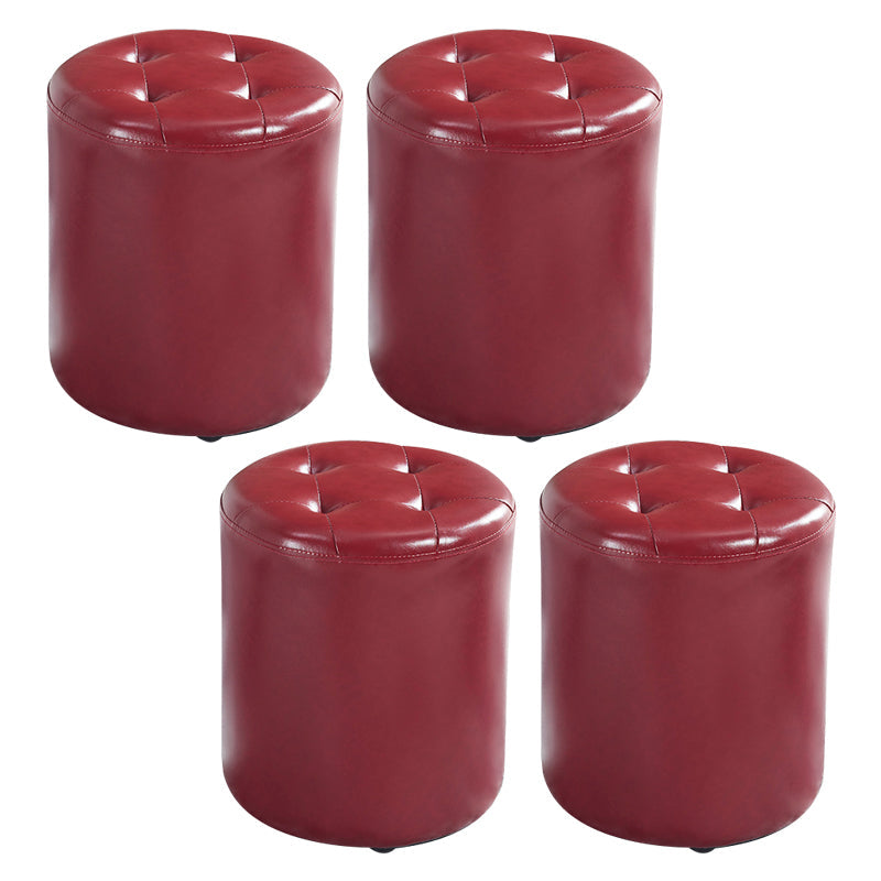 ラウンドフェイクレザーオットマングラム屋内固体ステイン耐性オットマン