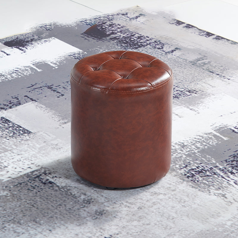Cuero redondo otomano otomano de cuero interior sólido otomano resistente a las manchas