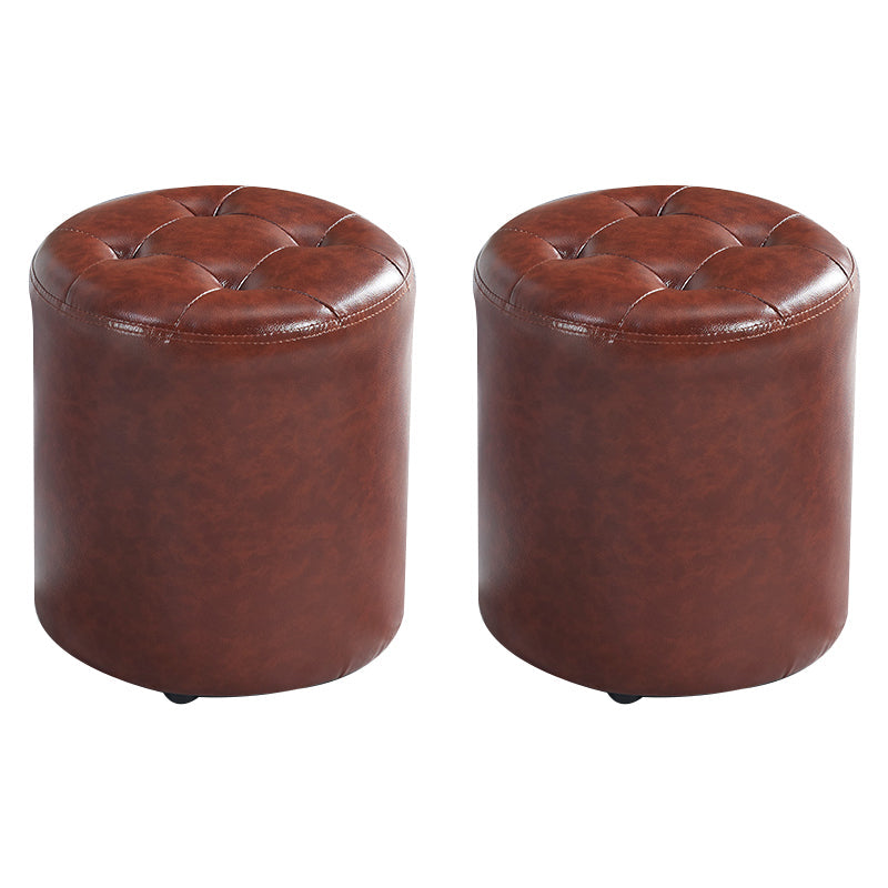 ラウンドフェイクレザーオットマングラム屋内固体ステイン耐性オットマン