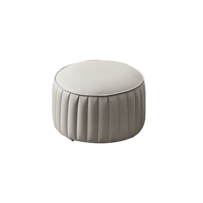 Modern Faux Leather Ottoman Solid Color Round Pouf Ottoman for Living Room Light Gray 1 Piece Clearhalo 'furn' 'furn_ottomans_poufs' 'Furniture' 'Living Room Furniture' 'Ottomans & Poufs' 'ottomans_poufs' 5516954