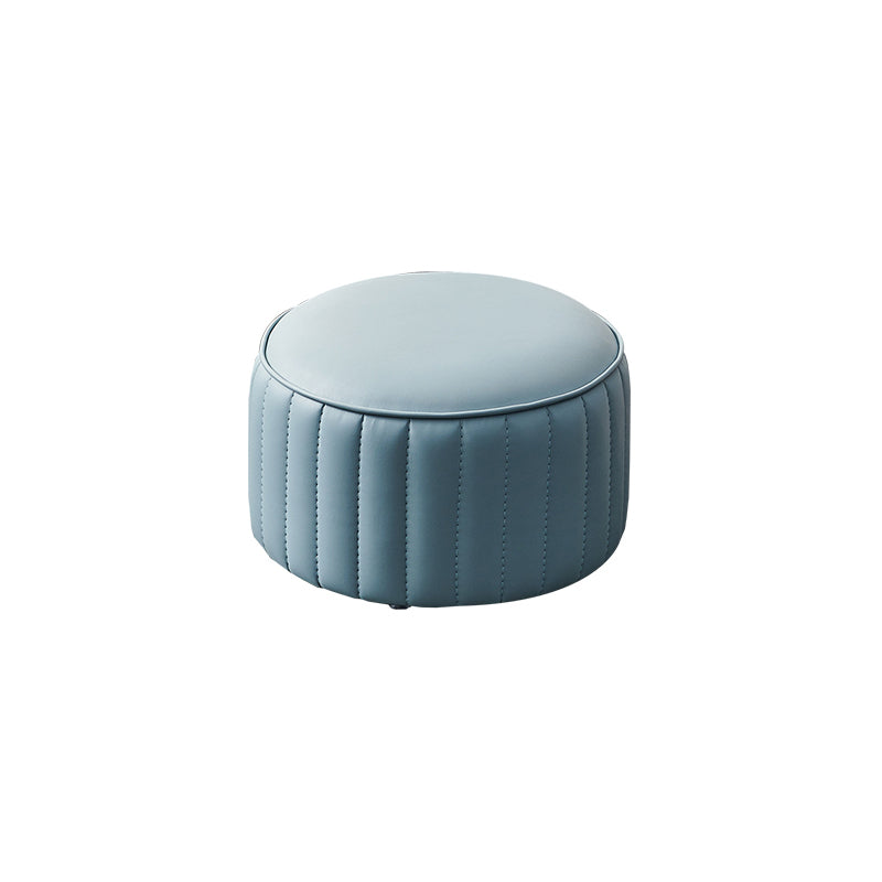 Modern Faux Leather Ottoman Solid Color Round Pouf Ottoman for Living Room Light Blue 1 Piece Clearhalo 'furn' 'furn_ottomans_poufs' 'Furniture' 'Living Room Furniture' 'Ottomans & Poufs' 'ottomans_poufs' 5516972