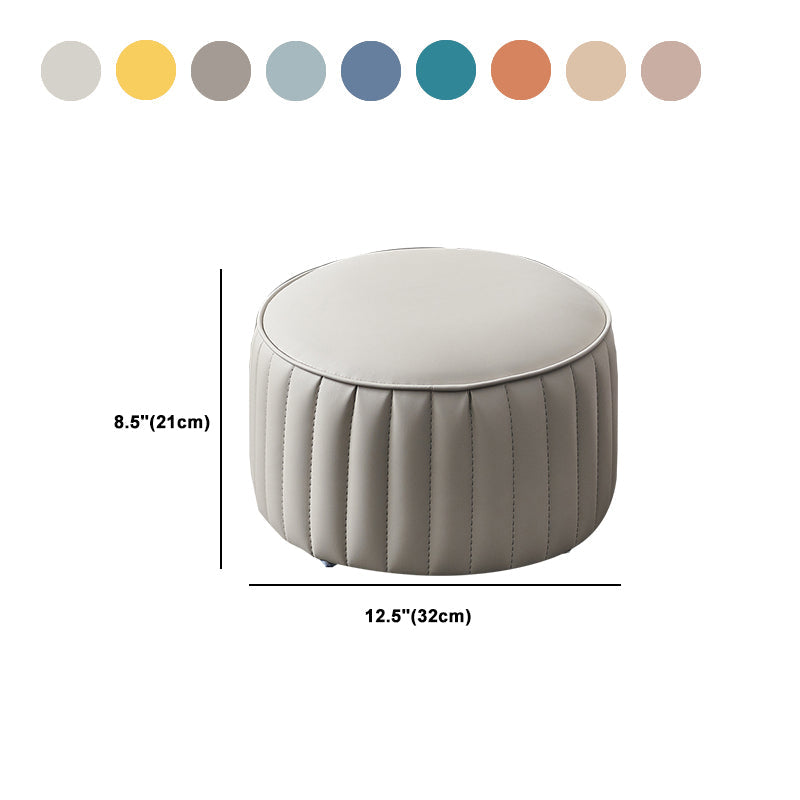 Modern Faux Leather Ottoman Solid Color Round Pouf Ottoman for Living Room Clearhalo 'furn' 'furn_ottomans_poufs' 'Furniture' 'Living Room Furniture' 'Ottomans & Poufs' 'ottomans_poufs' 5516989