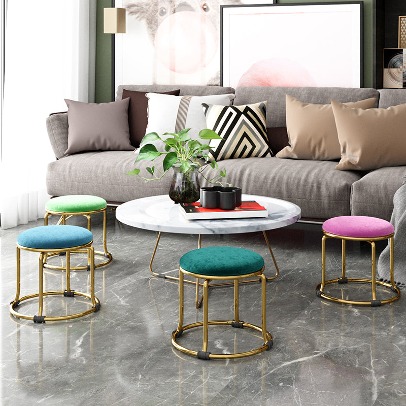 Scratch Resistant Round Standard Solid Color Cotton Ottoman for Living Room