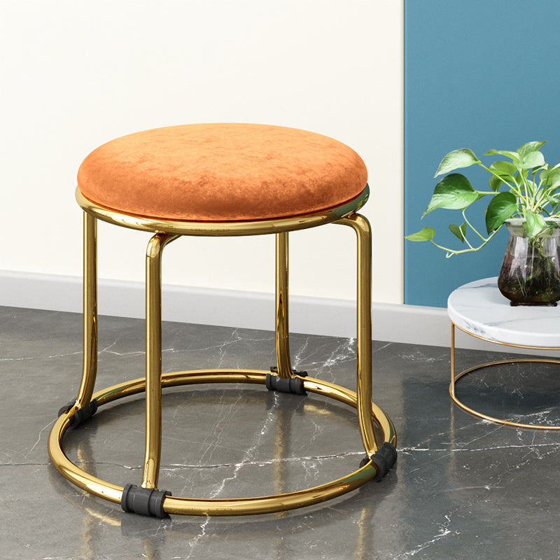 Scratch Resistant Round Standard Solid Color Cotton Ottoman for Living Room