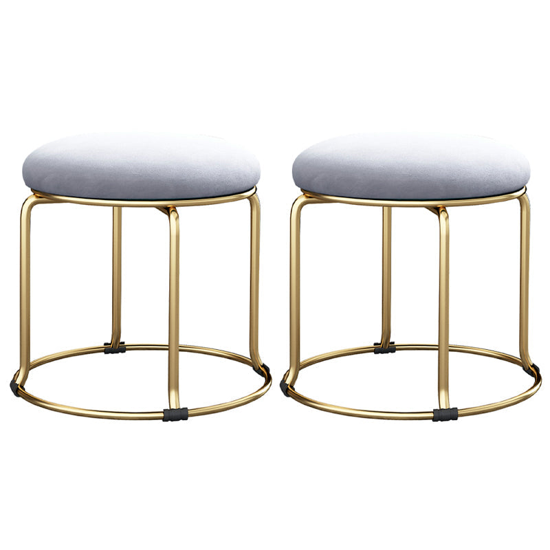 Glam Velvet Chair Ottoman Cylinder Shape Metal Frame Mildew Resistant Ottoman Stool Gray-Gold 2 Piece Set Clearhalo 'furn' 'furn_ottomans_poufs' 'Furniture' 'Living Room Furniture' 'Ottomans & Poufs' 'ottomans_poufs' 5517039