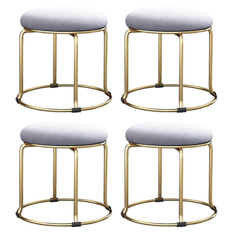 Glam Velvet Chair Ottoman Cylinder Shape Metal Frame Mildew Resistant Ottoman Stool Gray-Gold 4 Piece Set Clearhalo 'furn' 'furn_ottomans_poufs' 'Furniture' 'Living Room Furniture' 'Ottomans & Poufs' 'ottomans_poufs' 5517040