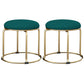 Glam Velvet Chair Ottoman Cylinder Shape Metal Frame Mildew Resistant Ottoman Stool Green Gold 2 Piece Set Clearhalo 'furn' 'furn_ottomans_poufs' 'Furniture' 'Living Room Furniture' 'Ottomans & Poufs' 'ottomans_poufs' 5517043
