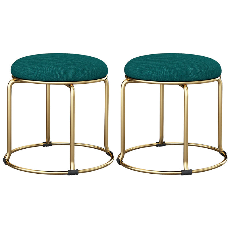 Glam Velvet Chair Ottoman Cylinder Shape Metal Frame Mildew Resistant Ottoman Stool Green Gold 2 Piece Set Clearhalo 'furn' 'furn_ottomans_poufs' 'Furniture' 'Living Room Furniture' 'Ottomans & Poufs' 'ottomans_poufs' 5517043
