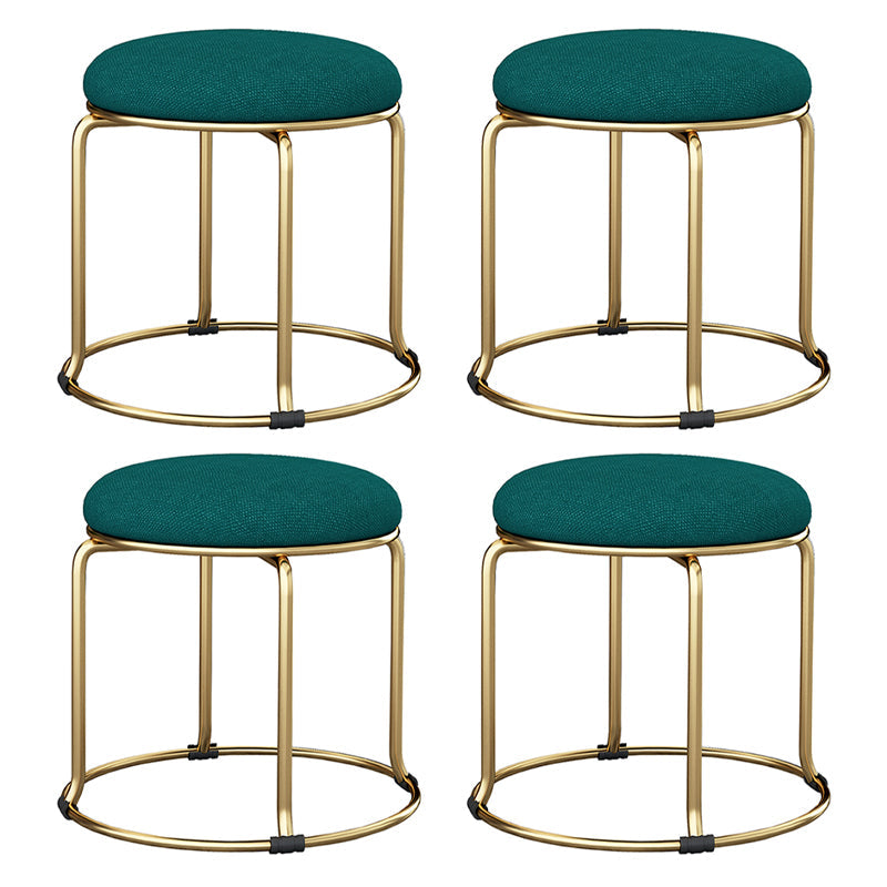 Glam Velvet Chair Ottoman Cylinder Shape Metal Frame Mildew Resistant Ottoman Stool Green Gold 4 Piece Set Clearhalo 'furn' 'furn_ottomans_poufs' 'Furniture' 'Living Room Furniture' 'Ottomans & Poufs' 'ottomans_poufs' 5517044