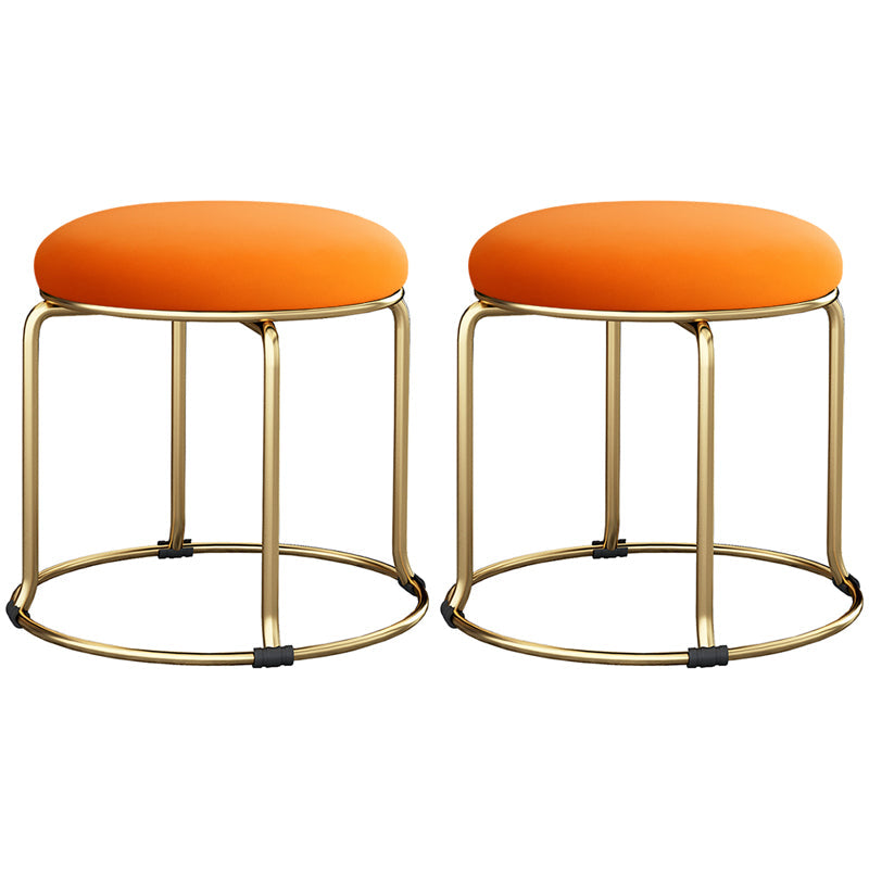 Glam Velvet Chair Ottoman Cylinder Shape Metal Frame Mildew Resistant Ottoman Stool Orange Gold 2 Piece Set Clearhalo 'furn' 'furn_ottomans_poufs' 'Furniture' 'Living Room Furniture' 'Ottomans & Poufs' 'ottomans_poufs' 5517047
