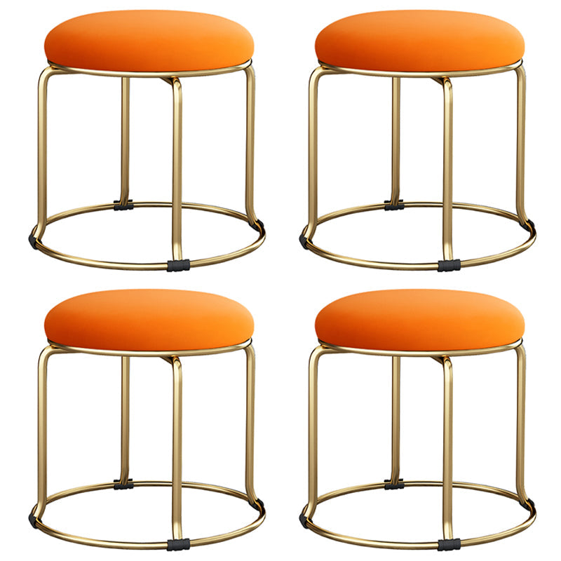 Glam Velvet Chair Ottoman Cylinder Shape Metal Frame Mildew Resistant Ottoman Stool Orange Gold 4 Piece Set Clearhalo 'furn' 'furn_ottomans_poufs' 'Furniture' 'Living Room Furniture' 'Ottomans & Poufs' 'ottomans_poufs' 5517048
