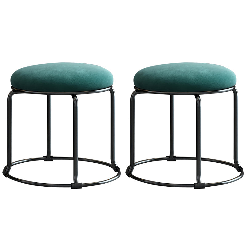 Glam Velvet Chair Ottoman Cylinder Shape Metal Frame Mildew Resistant Ottoman Stool Black Green 2 Piece Set Clearhalo 'furn' 'furn_ottomans_poufs' 'Furniture' 'Living Room Furniture' 'Ottomans & Poufs' 'ottomans_poufs' 5517050