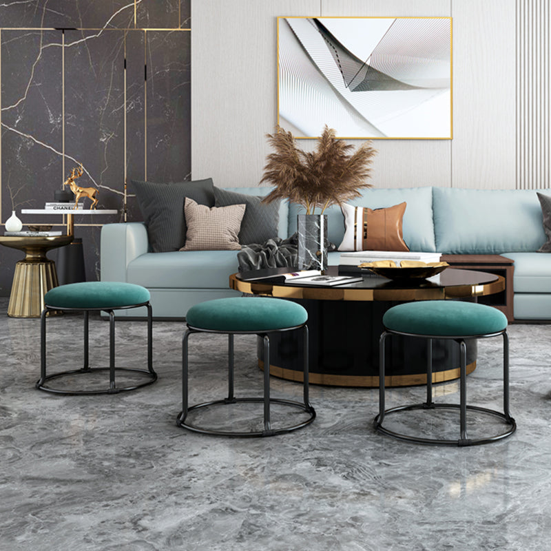 Glam Velvet Chair Ottoman Cylinder Shape Metal Frame Mildew Resistant Ottoman Stool Clearhalo 'furn' 'furn_ottomans_poufs' 'Furniture' 'Living Room Furniture' 'Ottomans & Poufs' 'ottomans_poufs' 5517053