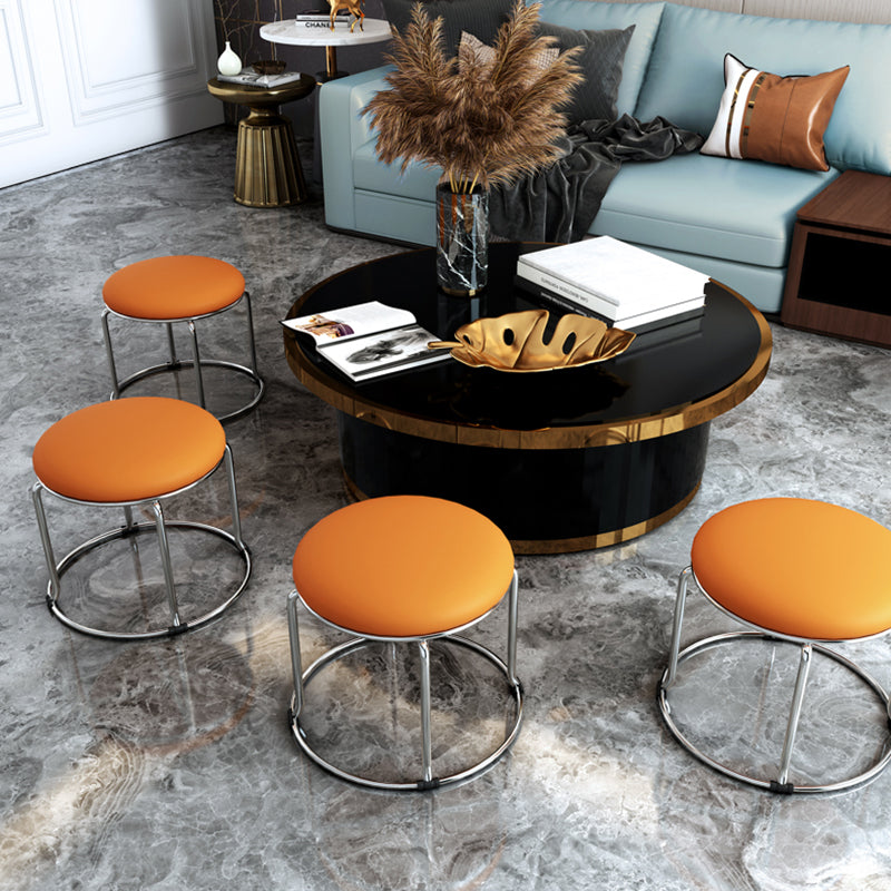 Glam Velvet Chair Ottoman Cylinder Shape Metal Frame Mildew Resistant Ottoman Stool Clearhalo 'furn' 'furn_ottomans_poufs' 'Furniture' 'Living Room Furniture' 'Ottomans & Poufs' 'ottomans_poufs' 5517058