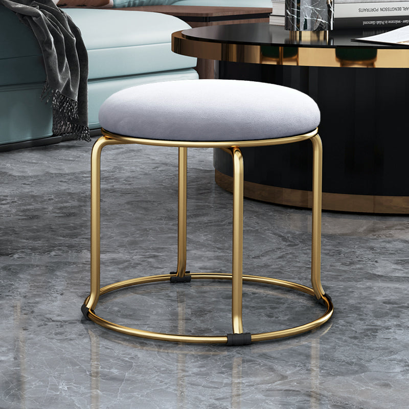 Glam Velvet Chair Ottoman Cylinder Shape Metal Frame Mildew Resistant Ottoman Stool Gray-Gold 1 Piece Clearhalo 'furn' 'furn_ottomans_poufs' 'Furniture' 'Living Room Furniture' 'Ottomans & Poufs' 'ottomans_poufs' 5517060